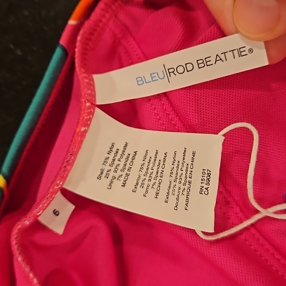 💕BLEU ROD BEATTIE💕 Life Of The Party Plunge Neck One Piece Swimsuit ~ 6 NWT - Picture 11 of 13